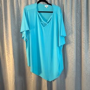 Avenue Turquoise V-Neck Women's Blouse